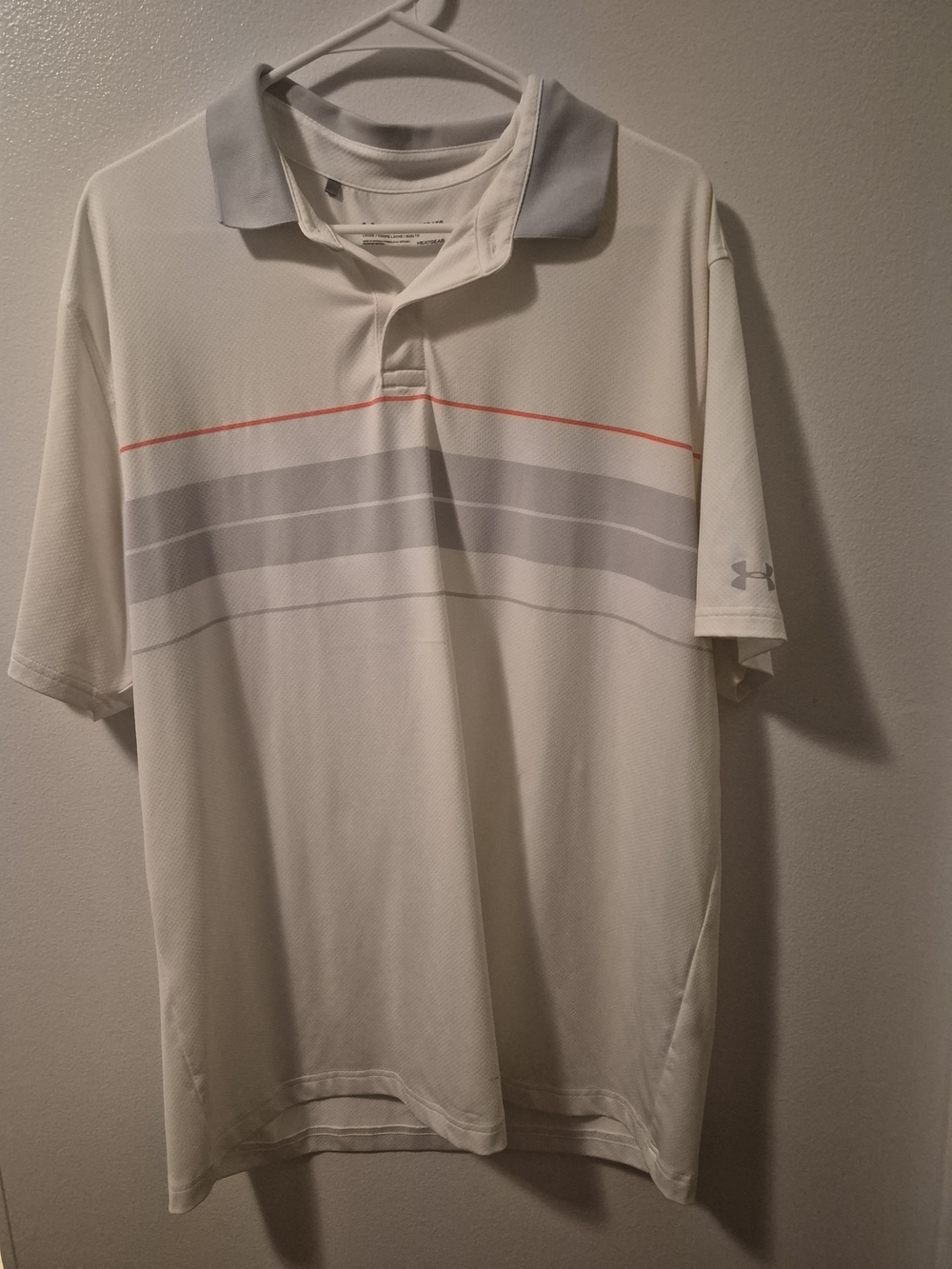 Under Armour Men's White Polo with Gray Stripes
